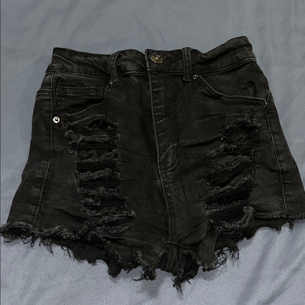 Black Distressed Women's Shorts